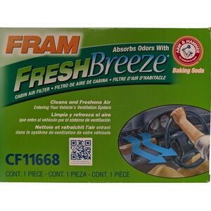 FRAM Fresh Breeze Cabin Air Filter CF11668 with Arm & Hammer Baking Soda NEW